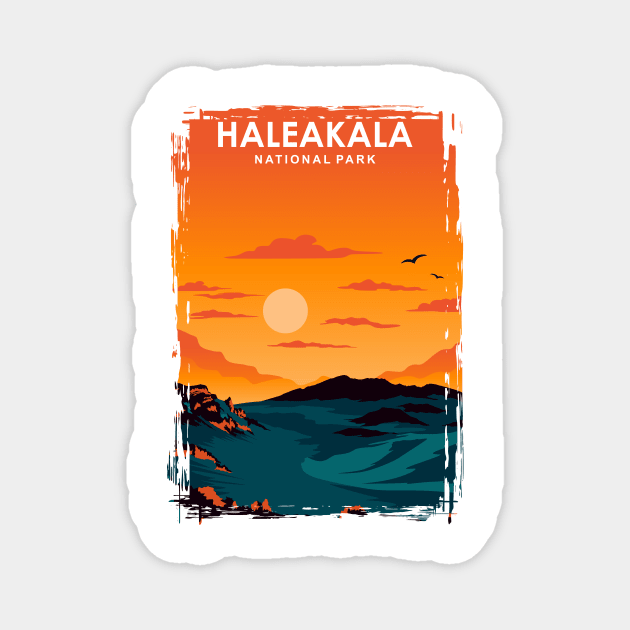 Haleakala national park hawaii travel poster Magnet by jornvanhezik