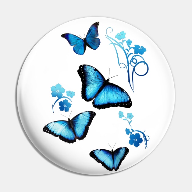 Hydro Flask stickers - ocean blue butterfly and flowers | Sticker pack set Pin by Vane22april
