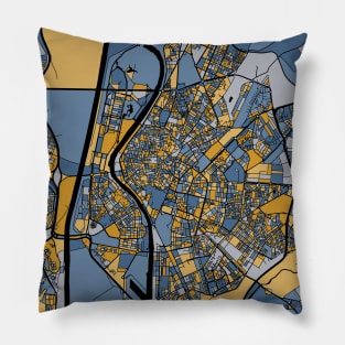 Seville Map Pattern in Blue & Gold Pillow