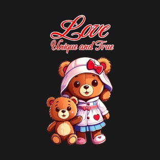 Tiny paws giant embraces and teddy love in a timeless space T-Shirt