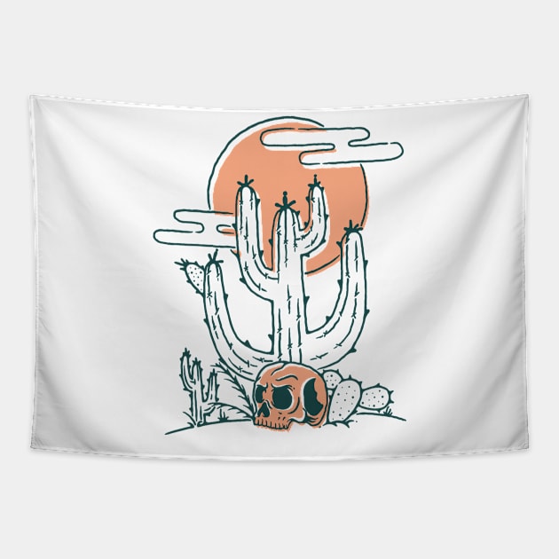 Skull & Cactus Tapestry by quilimo