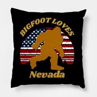 Bigfoot loves America and Nevada too Pillow