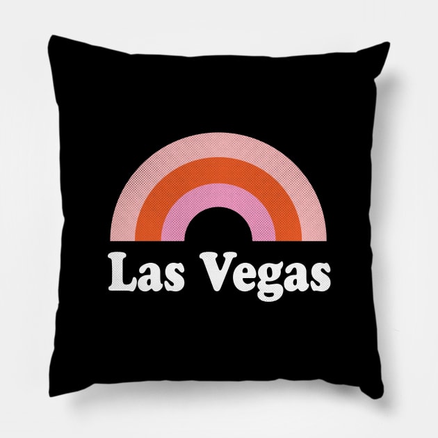 Las Vegas, Nevada - NV Retro Rainbow and Text Pillow by thepatriotshop