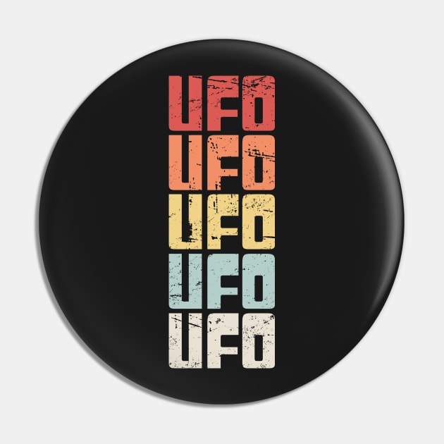 Retro 70s UFO Alien Text Pin by MeatMan