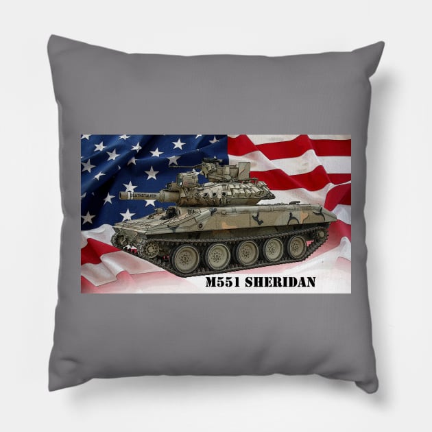 M551 Sheridan tank Pillow by Toadman's Tank Pictures Shop