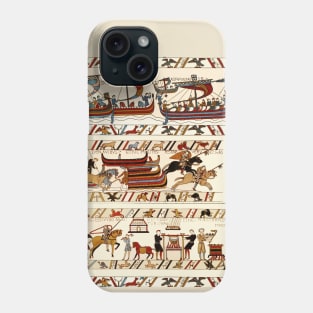 BAYEUX TAPESTRY ,BATTLE OF HASTINGS ,NORMAN KNIGHTS HORSEBACK AND VIKING SHIPS Phone Case