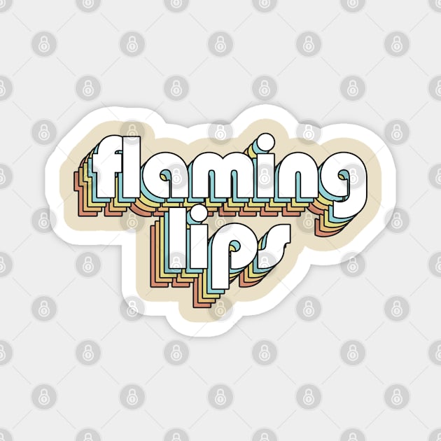 Flaming Lips - Retro Rainbow Typography Faded Style Magnet by Paxnotods