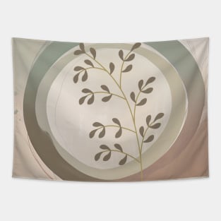 Abstract Mid century Modern Neutral Colors Boho Chic Botanical Minimalist Plants Tapestry