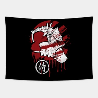 Samurai Blood Moon Warrior Tapestry