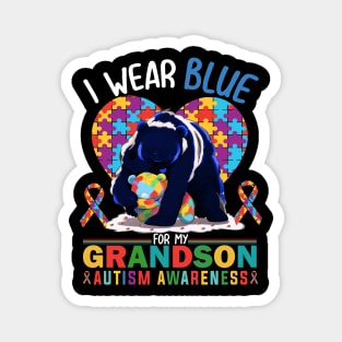 I Wear Blue For My Grandson Autism Awareness Month Magnet