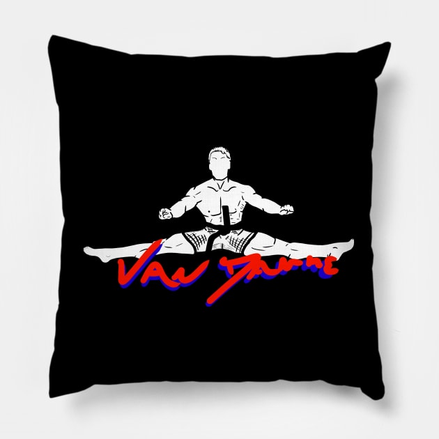 Jean Claude Van Damme JCVD  JUMP Classic 80's Pillow by Diyutaka