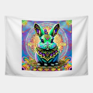 Bunny Rabbit Psychedelic Easter Gift AOP Rainbow Neon Trippy Tapestry