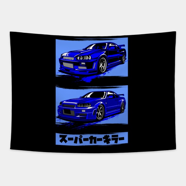 GTR 34 Supercar Killer Tapestry by aredie19