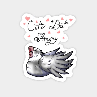 Cute But Angry (White and grey tiel) Magnet