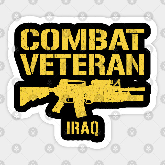 Combat Veteran Iraq Vintage Distressed Look Veteran Sticker Teepublic Uk