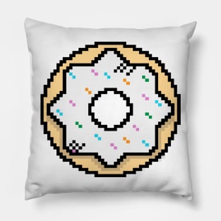 Cute Donut White - Pixel Icon Pillow