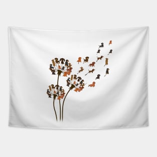 Dandelion Dachshund Flower Cute Dog Tapestry