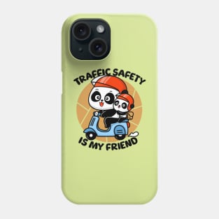 Cute panda wears helmet - Educational t-shirt for kids about traffic safety Phone Case