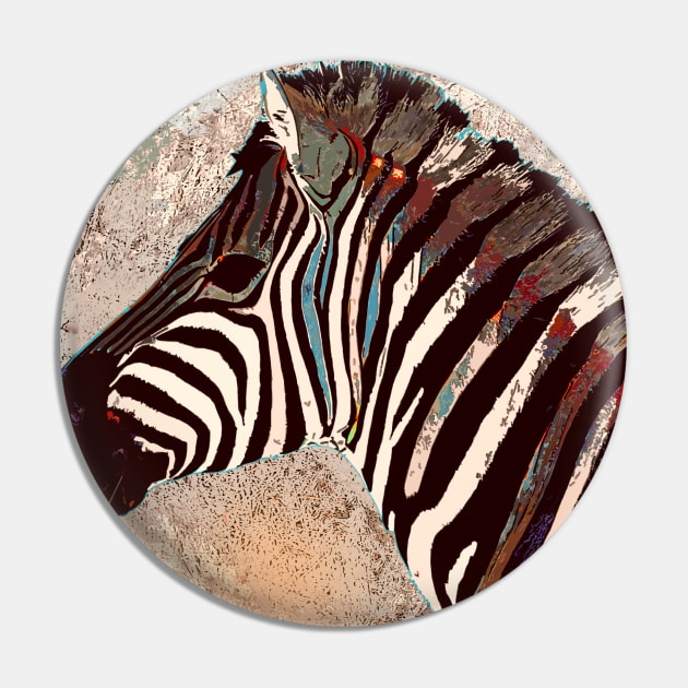 Zebra colourful Pin by Againstallodds68