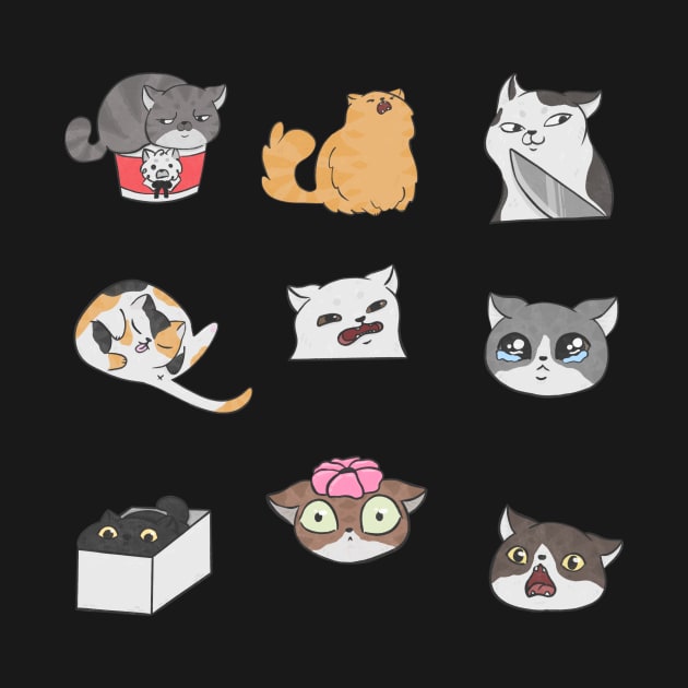 Meme cats stickers by IcyBubblegum