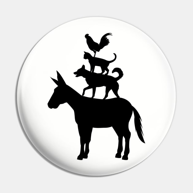 Town Musicians Of Bremen - Silhouette Pin by TJWDraws