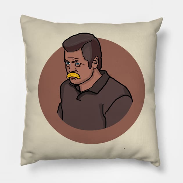 Ron Swanson eating a banana Pillow by rrsegnini