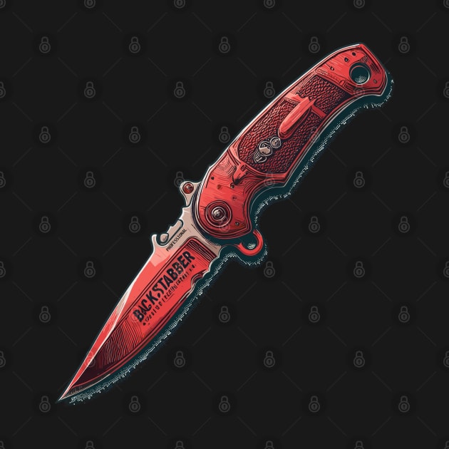 Red knife Professional Backstaber by TomFrontierArt