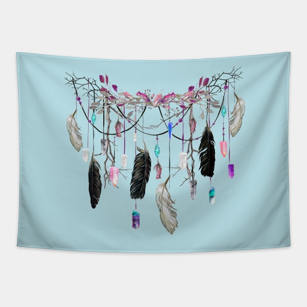 Raven Feather Spirit Gazer Tapestry by LittleBunnySunshine