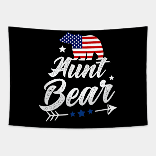 Aunt Bear Patriotic Flag Matching 4th Of July Tapestry