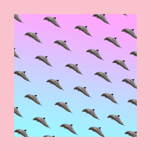 Dolphins Pattern Pink Blue Gradient VSCO Women's Vaporwave Gift by VaporwaveAestheticDreams