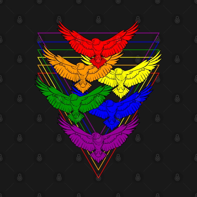 Hawks LGBTQ Gay Pride Rainbow Colors Hawk Bird Lover Art by egcreations