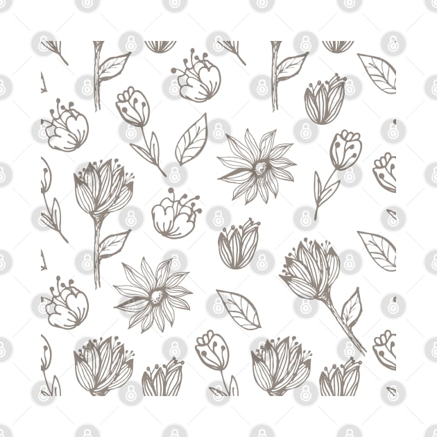 Hand drawn delicate decorative vintage seamless pattern with blossom flowers by AnaMOMarques