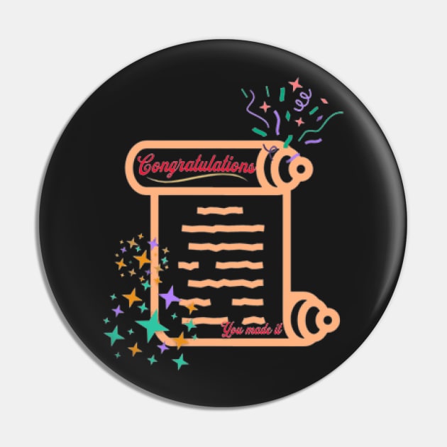 Congratulations, You Made It, Fireworks, Stars Pin by KoumlisArt