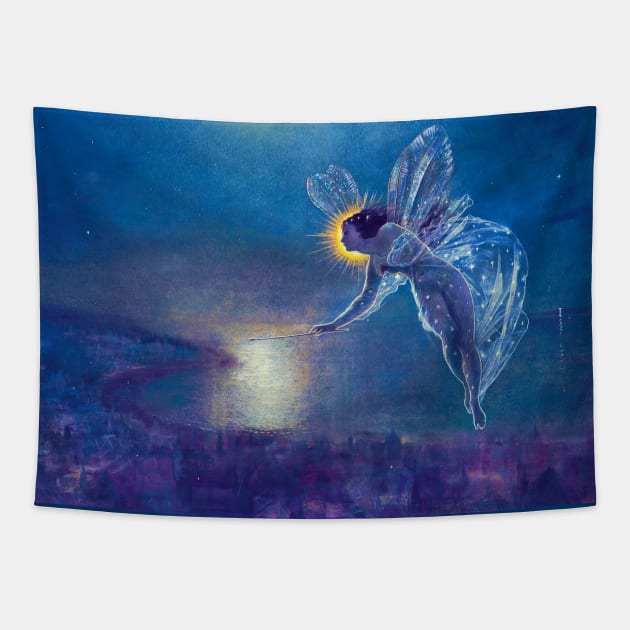 SPIRIT OF THE NIGHT IN BLUE by John Atkinson Grimshaw Tapestry by BulganLumini