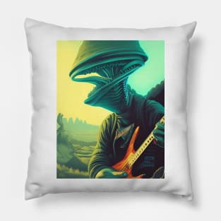 Alien with Guitar 2 Pillow