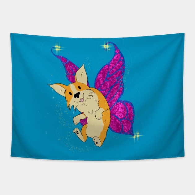 Corgifly Fly By Tapestry by Dave