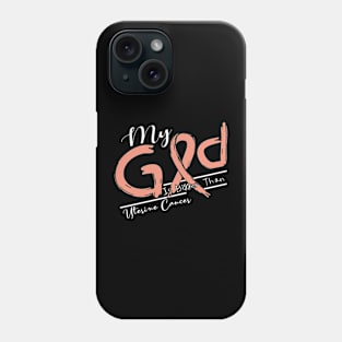 Uterine Cancer Awareness My God Is Stronger - In This Family No One Fights Alone Phone Case