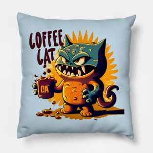 The Great Ramen off Kanagawa Coffee Cat Pillow