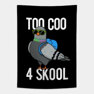 Too Coo For Skoo Cute School Bird Pun Tapestry