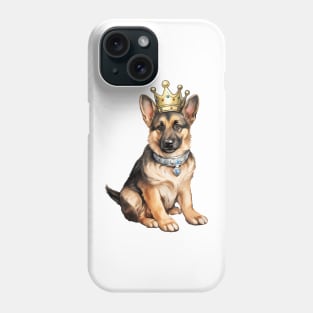 Watercolor German Shepherd Dog Wearing a Crown Phone Case