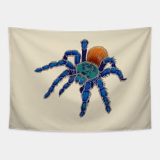 Greenbottle Blue Tarantula with Khaki Outline Tapestry