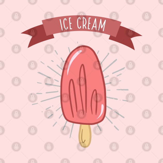 Ice cream. Vector color illustration. Freehand drawing in cartoon style. Vintage poster design by Var Space