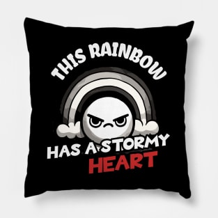 This Rainbow has a stormy heart Introverted Design Pillow