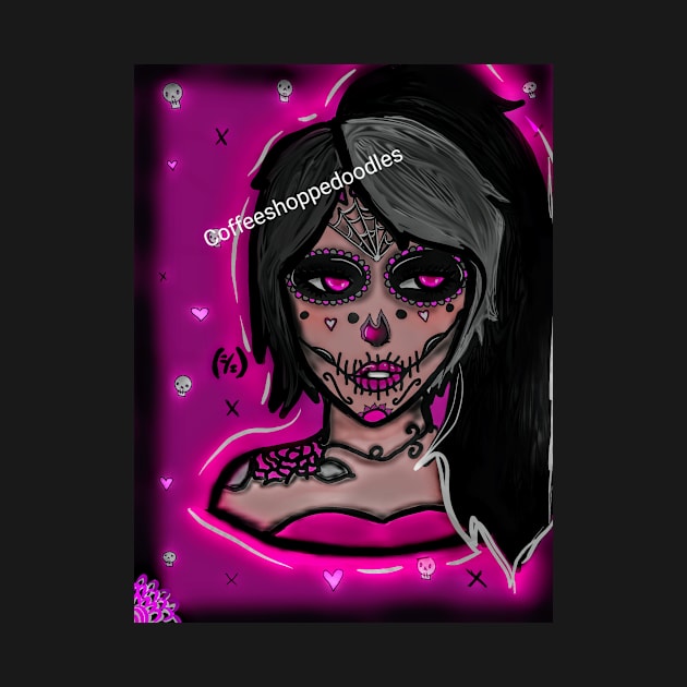 Neon Day of the Dead by Coffeeshoppedoodles