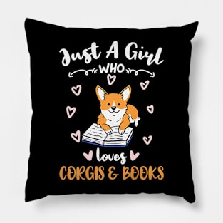 Just A Girl Who Loves Corgis And Books Premium Pillow