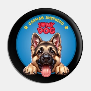 I Love my dog German Shepherd Pin