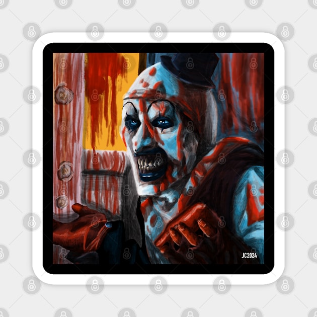 Terrifier "Splatter House" Art The Clown painting (digital) Magnet by StagArtStudios