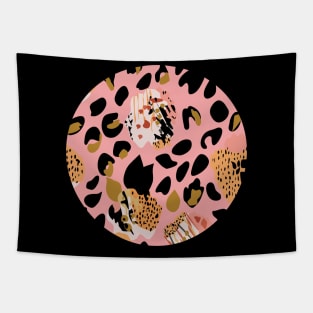 Modern abstract rose and leopard texture Tapestry