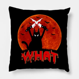 Cat What Murderous Black Cat With Knife Halloween Costume Pillow