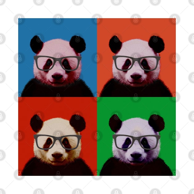 Geeky Nerd Panda in 4 Colors Print / Home Decor / Wall Art / Poster / Gift / Birthday / Panda Lover Gift / Animal print by luigitarini